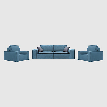Комо+Два кресла Неми Лазурный шенилл Lounge